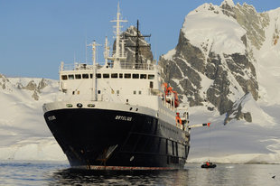 Ice-Strengthened Expedition Ship in Spitsbergen