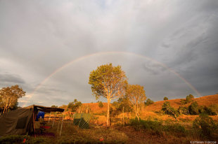 Rainbow over our mobile safari camp in Madagascar - photography by Kathleen Varcoe