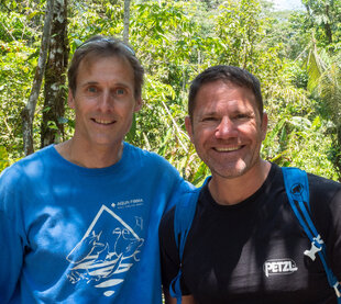 Trip leader Ralph Pannell with Steve Backshall - Chance Amazon Encounter with the BBC TV Presenter