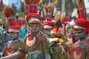 Stepping off-ship at a Festival in Papua New Guinea