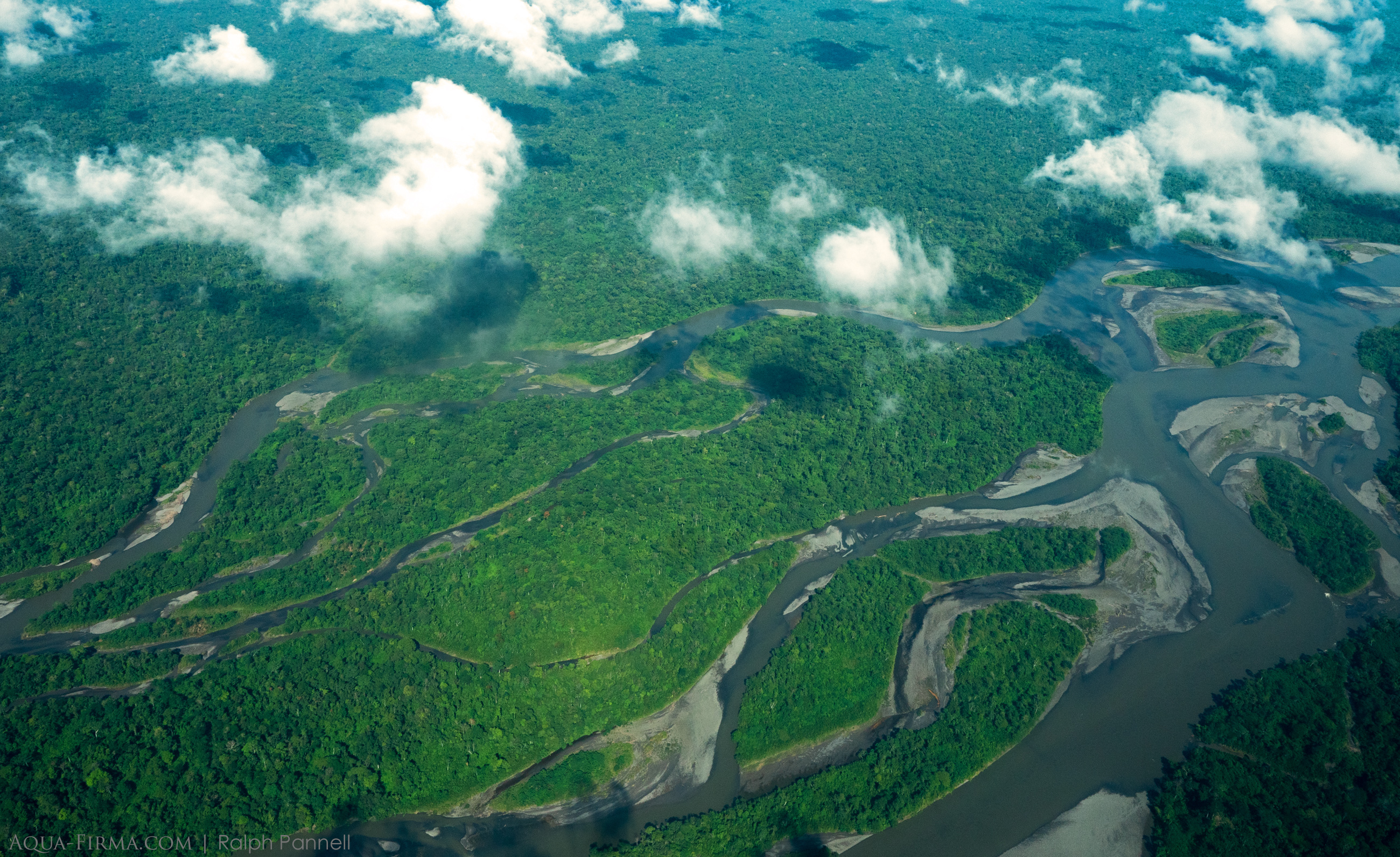 Rio Pastaza Ecuador Amazon tributary from the air