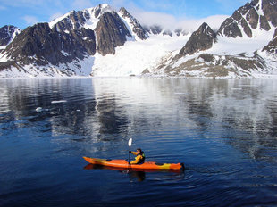 Aqua-Firma Director, Ralph Pannell kayaking in Spitsbergen