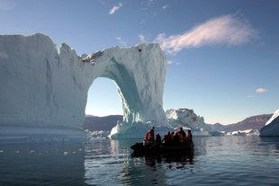 Zodiac Cruising through Icebergs, Greenland