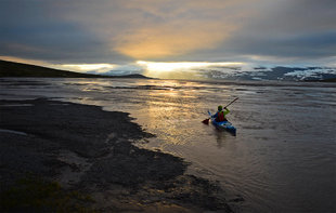 Kayaking Sunset iceland Wilderness Adventure
