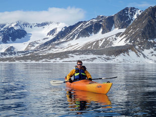 Aqua-Firma Director, Ralph Pannell kayaking in Spitsbergen