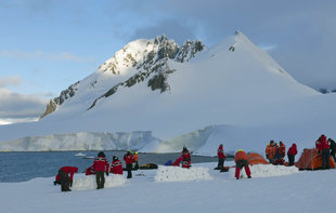 Setting up camp in Antarctica