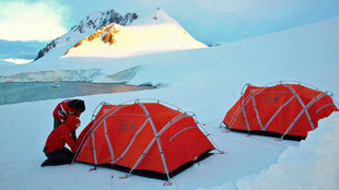 Setting up camp in Antarctica