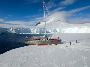 Sailing Boat in Antarctica