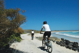 Biking along the southern coast of Isabela Island, Galapagos