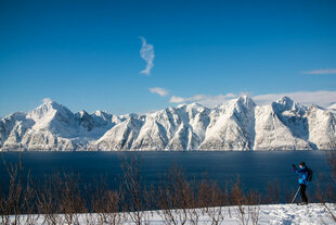Dramatic backdrop to a hike in Arctic Norway in Spring