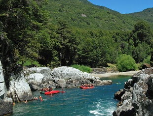 Rafting rivers through forested valleys of Bariloche
