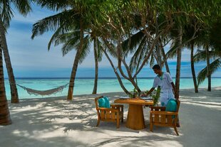 Thari Restaurant beach dining at Raffles Maldives Meradhoo Huvadhu luxury resort