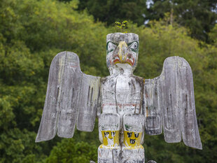 A Kwakwaka'wakw Bird Totem Pole at Alert Bay