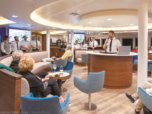 Presentations are given from the lounge