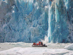 Zodiacs can take you up-close to glaciers