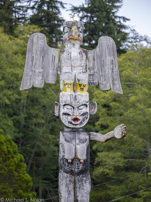 One of the Kwakwaka'wakw Totems in the Totem Cemetry