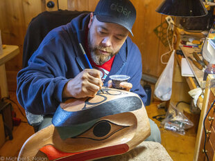 A traditional artist in Old Massett
