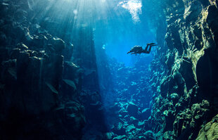 Diving in the Silfra Fissure, Iceland