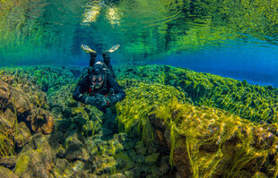 Diving in Silfra Fissure, Iceland
