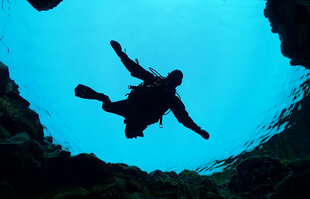 Diver in the Silfra Fissure