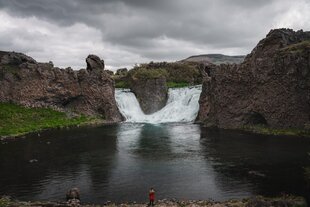 Hjálparfoss Waterfall