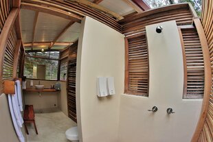 A fish-eye view of tent #2's Bathroom at the campsite