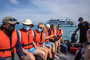 A zodiac excursion on an M/Y Pegasos Seychelles cruise