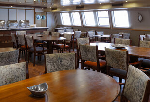 The dining and buffet area in M/Y Pegasos