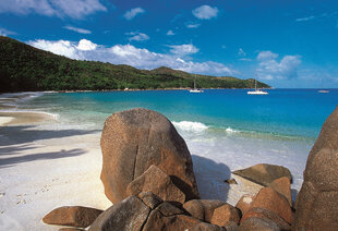 Granite Rocks on Anse Lazio beach on Praslin Island