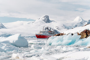 MS Expedition in Port Charcot, Antarctica