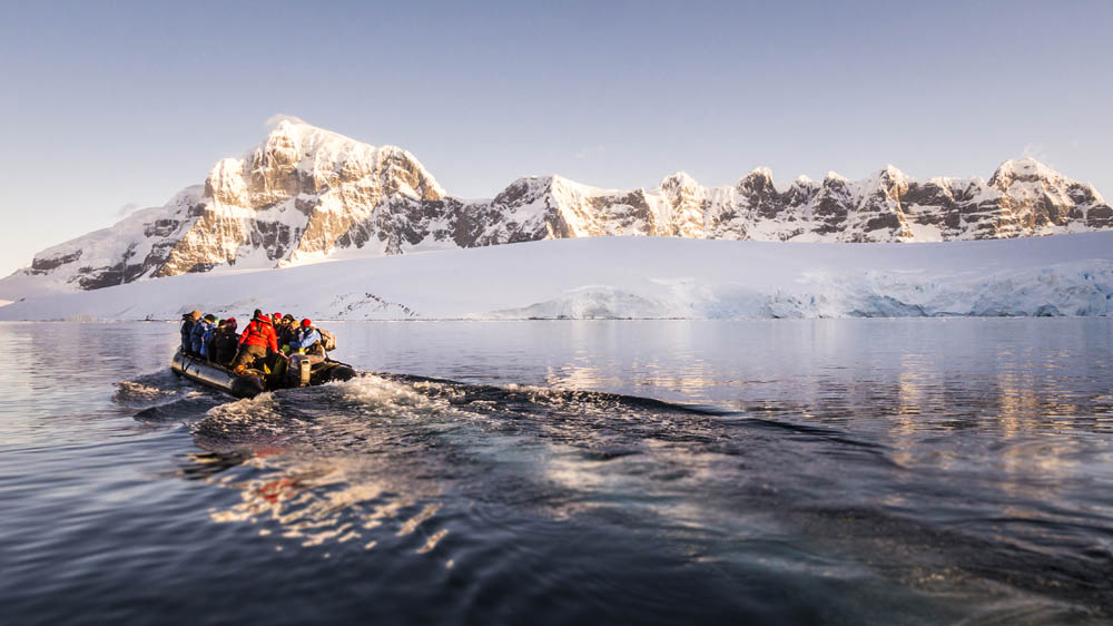 zodiac cruising Antarctica