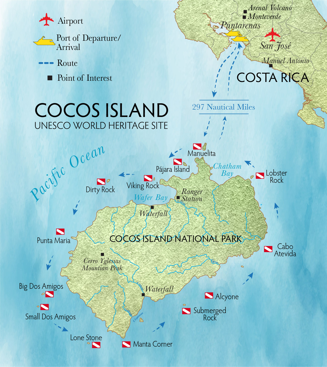 Cocos Island Liveaboard route map