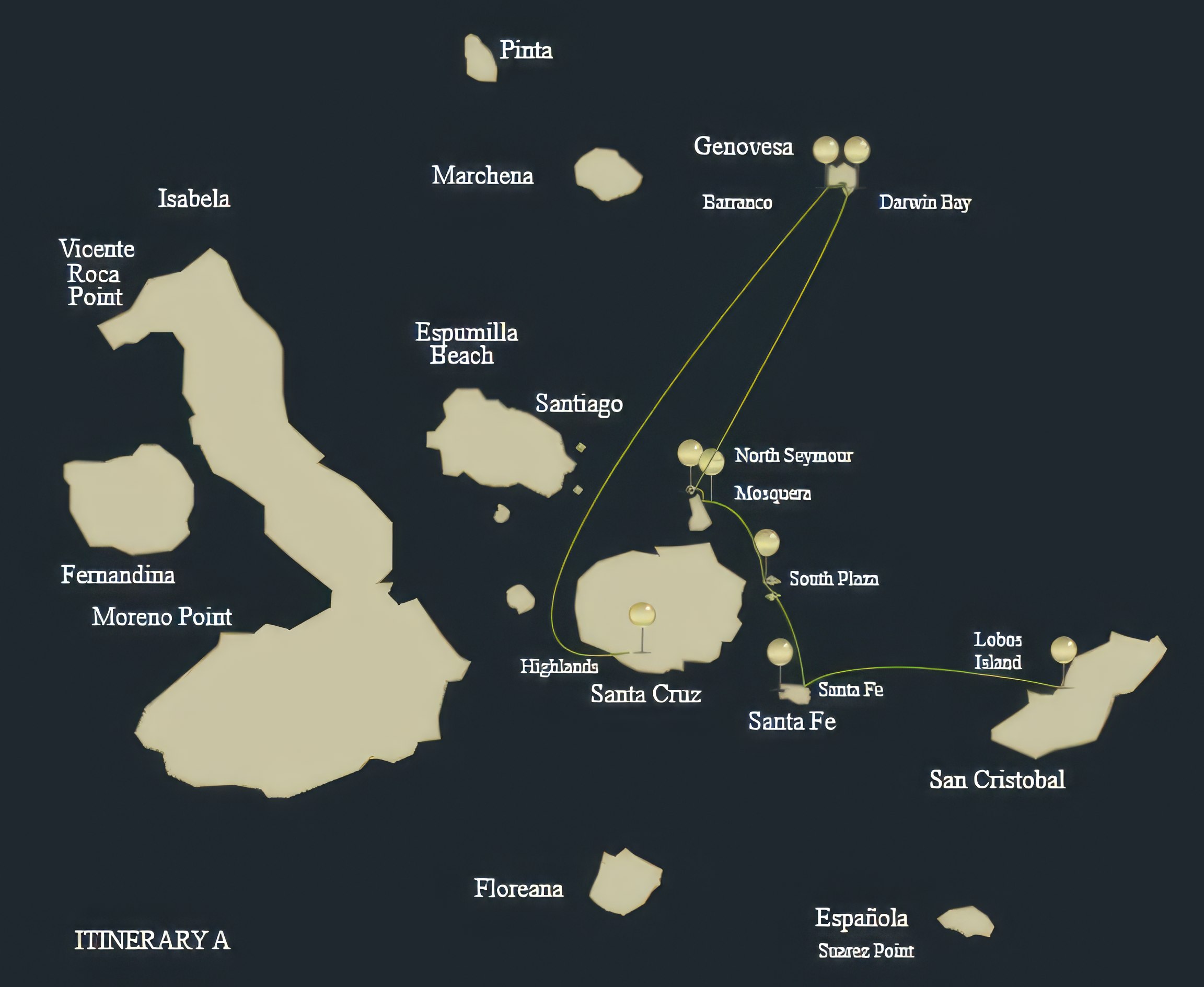 EcoGalaxy Catamaran Galapagos Itinerary A