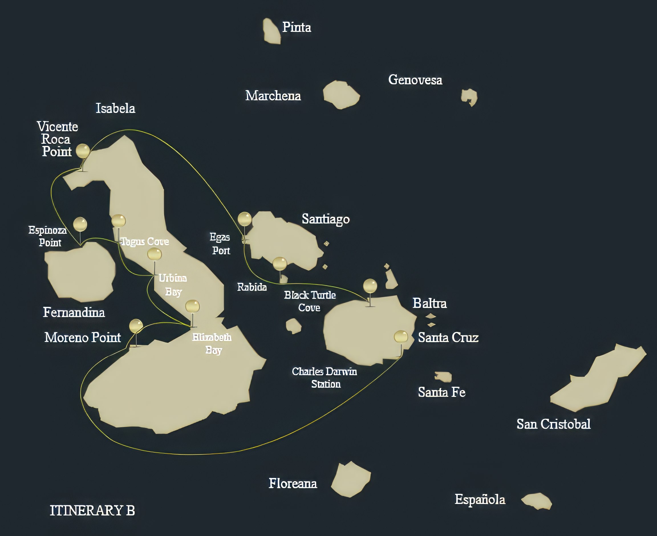 EcoGalaxy Catamaran Galapagos Itinerary B