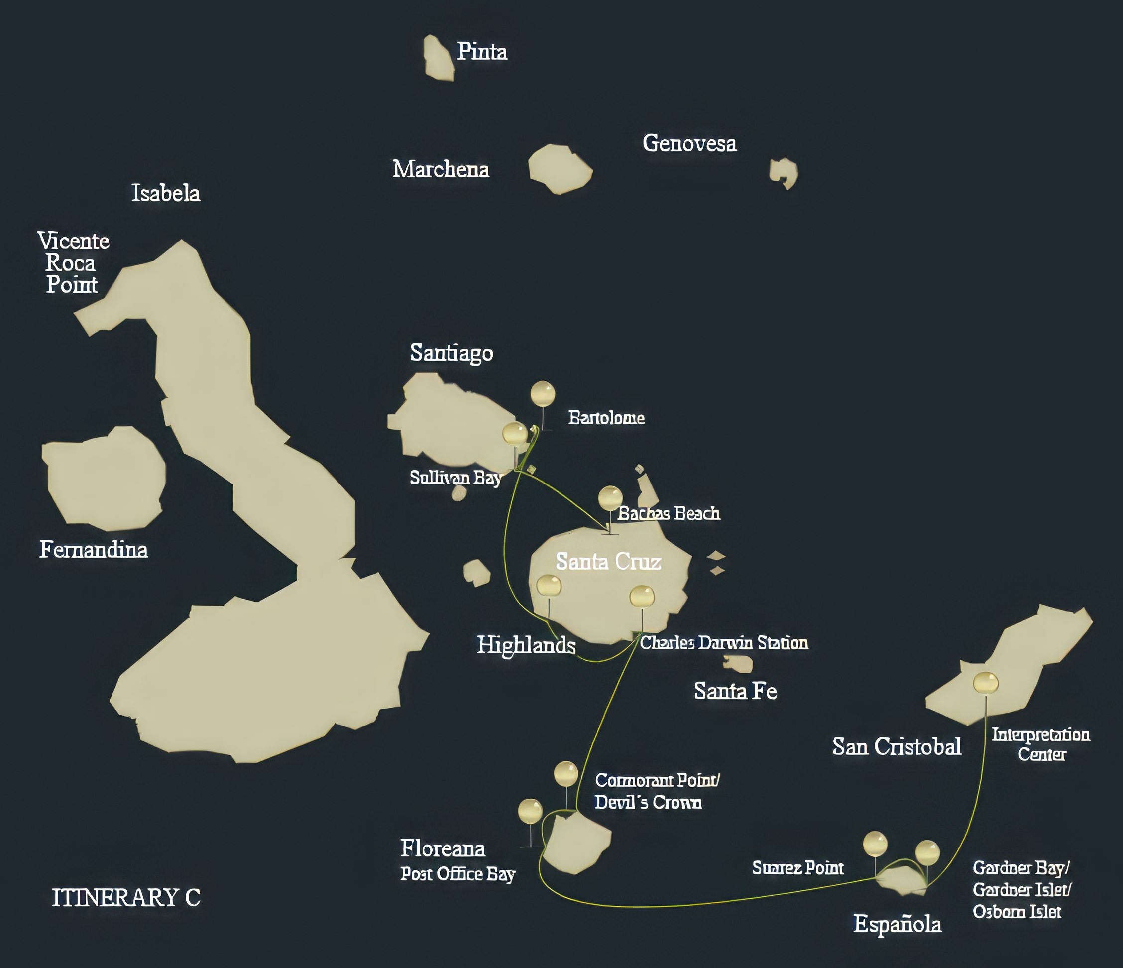 Eco Galaxy Catamaran Yacht Galapagos cruise itinerary C